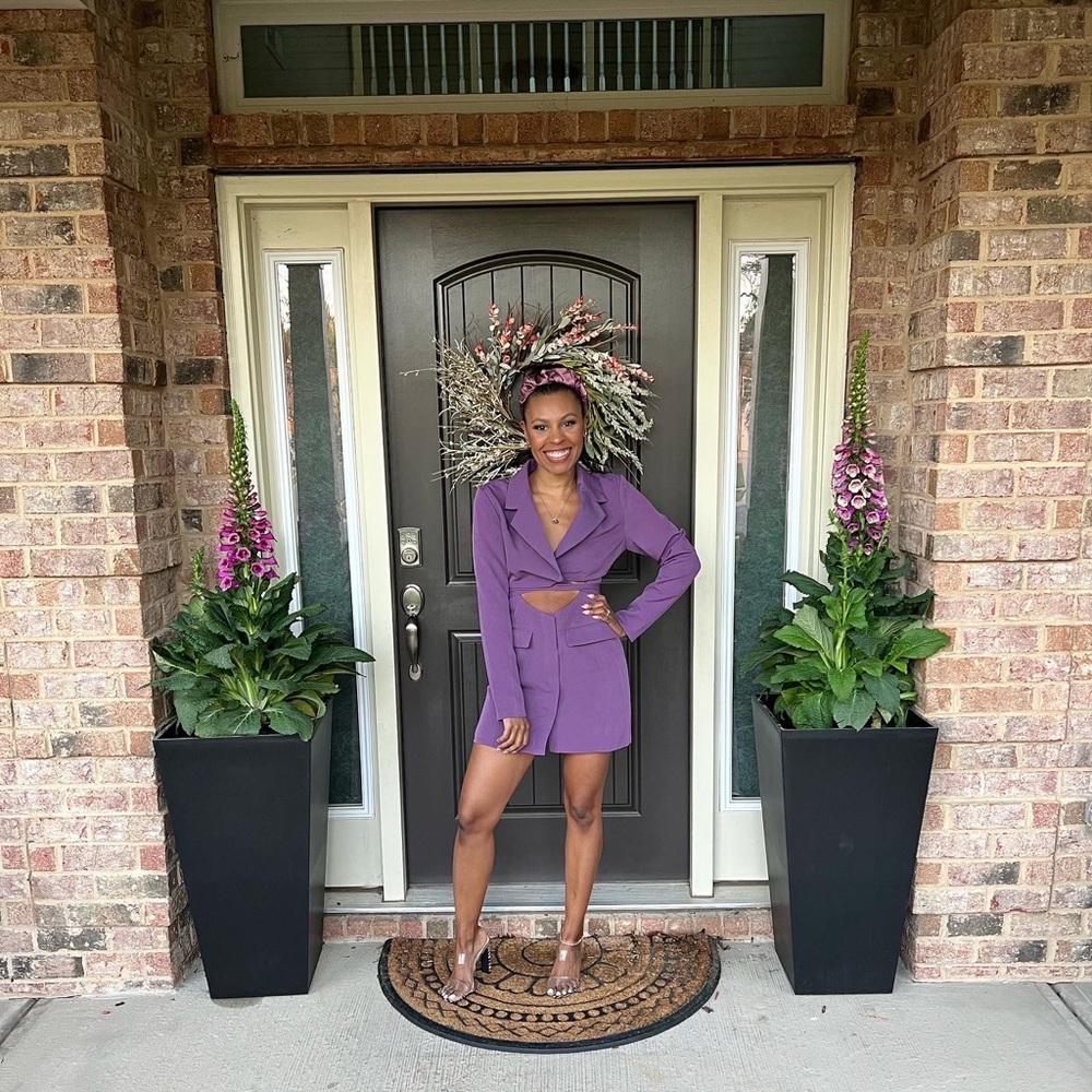 Purple Criscross Blazer Mini Dress